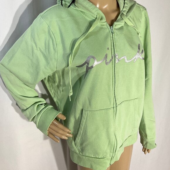 Light Green PINK Zip Hoodie XXL - Picture 1 of 11